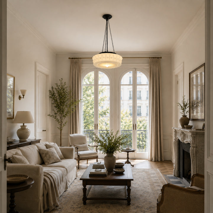 Classic Cream Glass Pendant Light 9