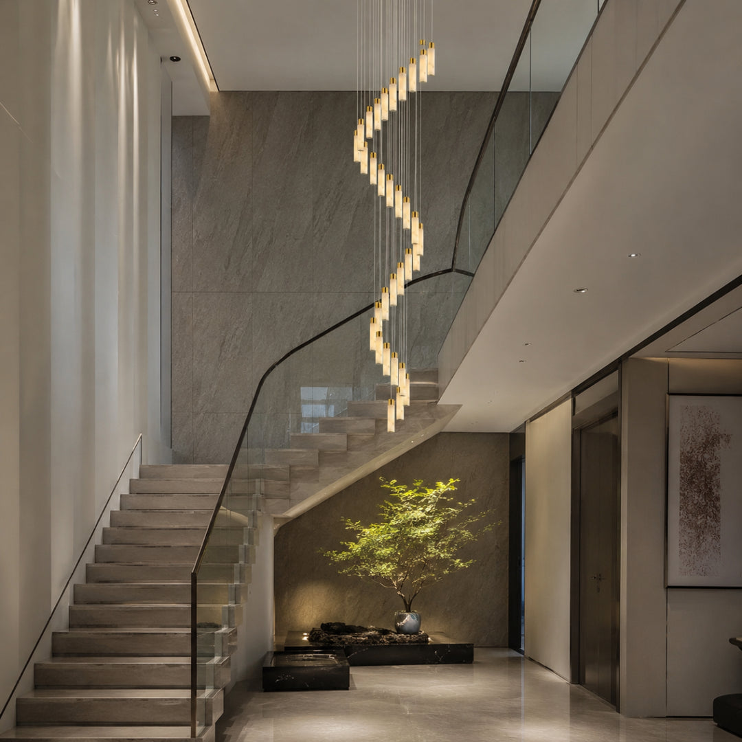 Column Alabaster Gold Chandelier 11