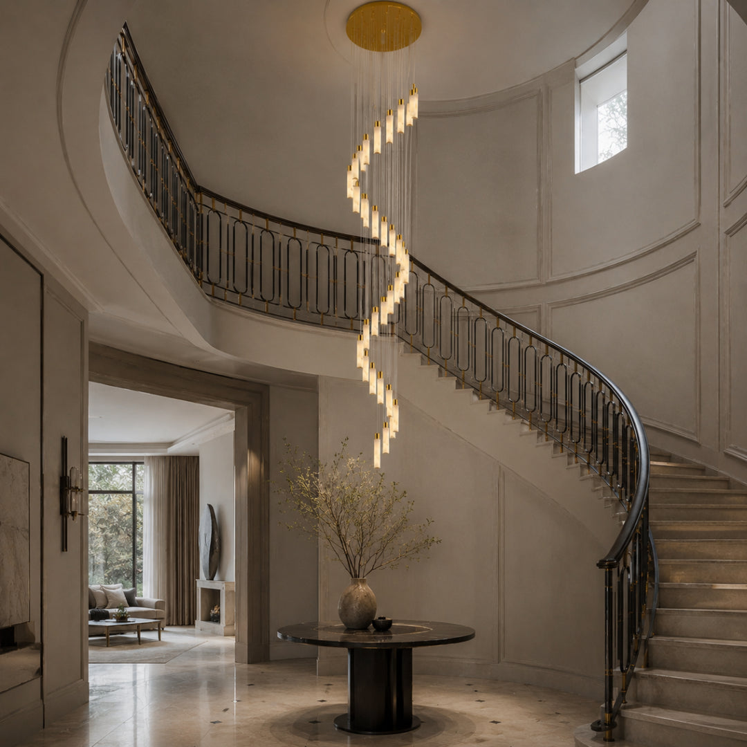 Column Alabaster Gold Chandelier 12