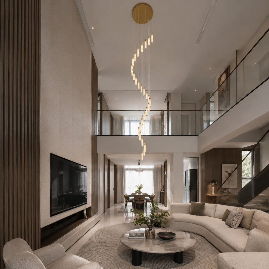 Column Alabaster Gold Chandelier 13