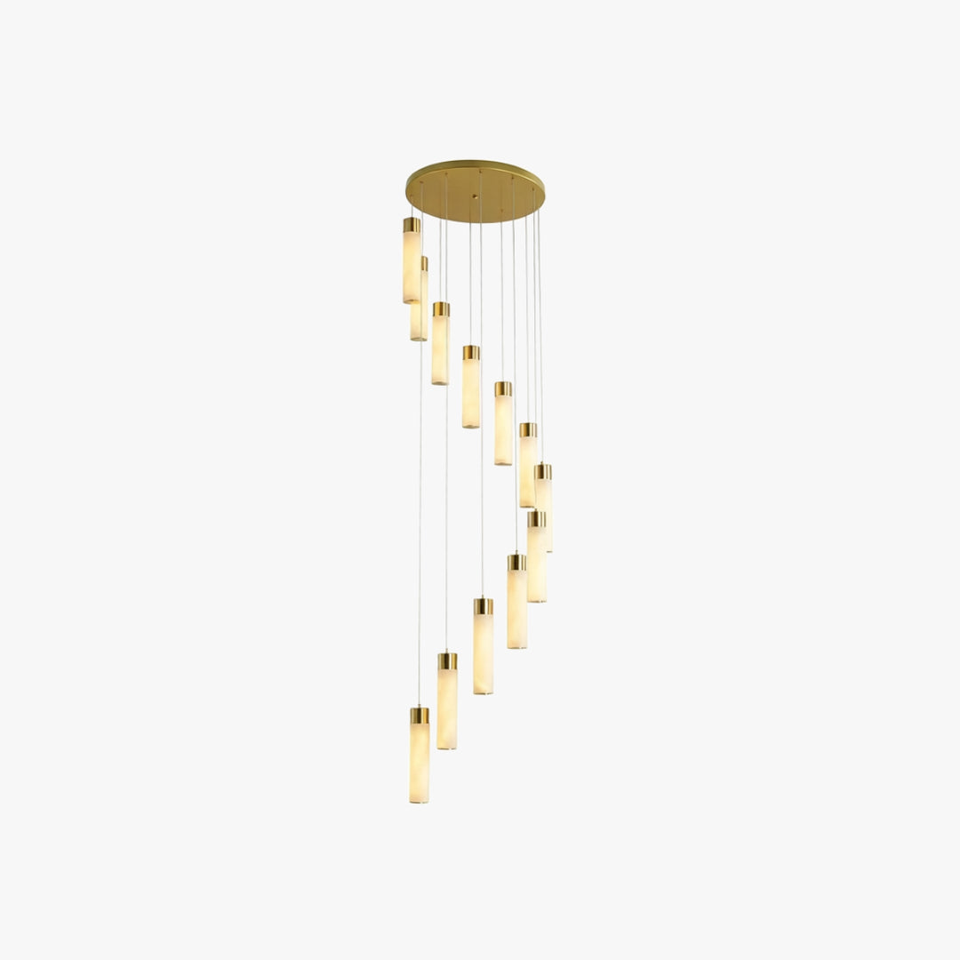 Column Alabaster Gold Chandelier 18