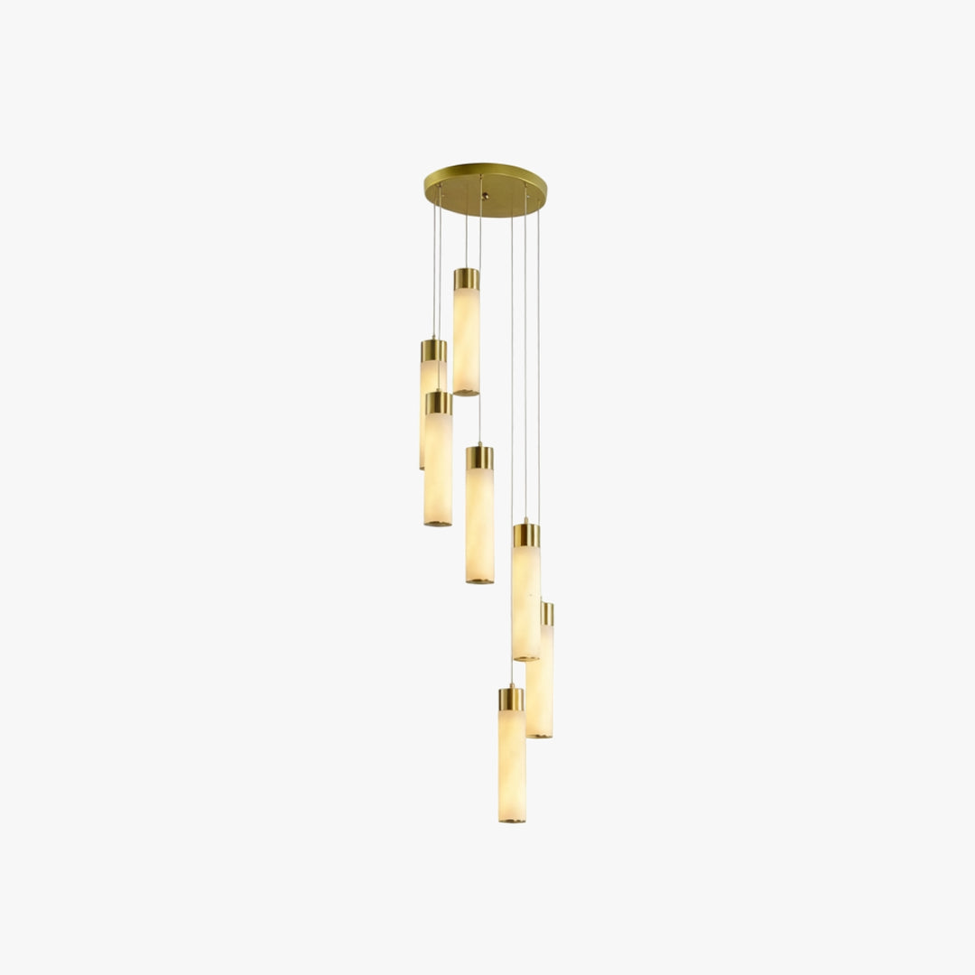 Column Alabaster Gold Chandelier 4