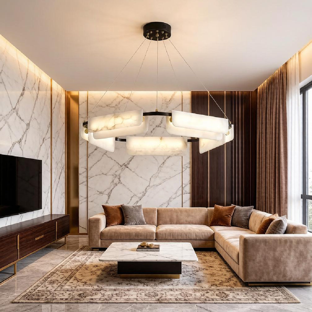 Delia Alabaster Halo Chandelier – AIBIALIGHT