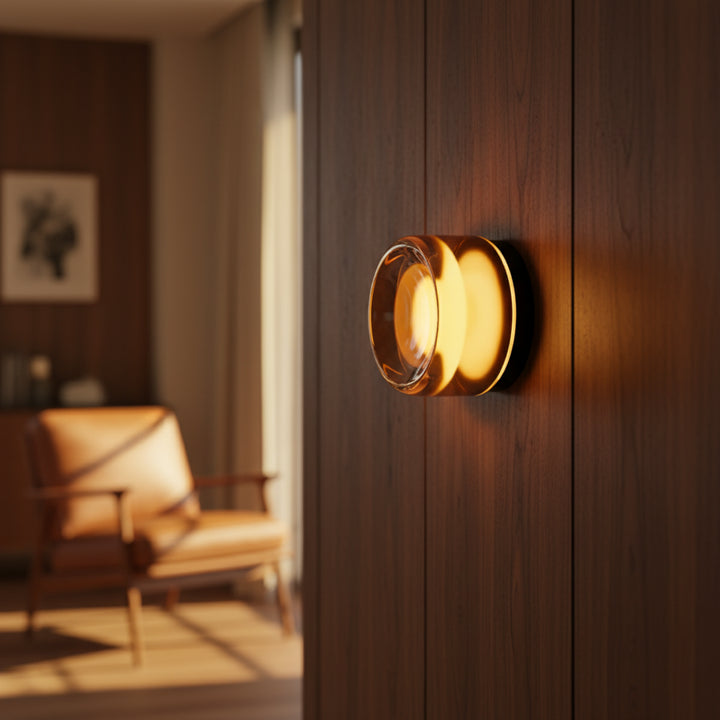 Wandleuchte aus genopptem Glas