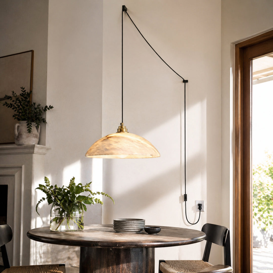 Dome Alabaster Pendant Swag Light 10