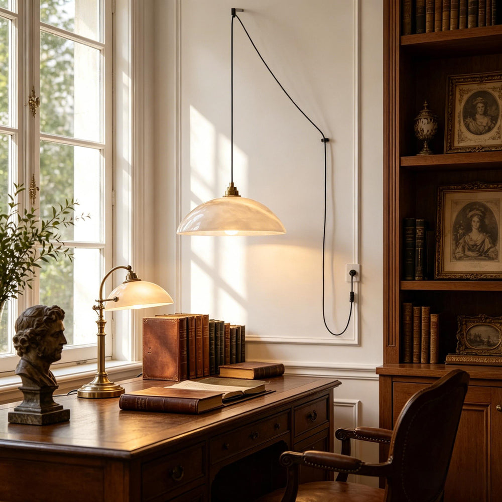 Dome Alabaster Pendant Swag Light 11