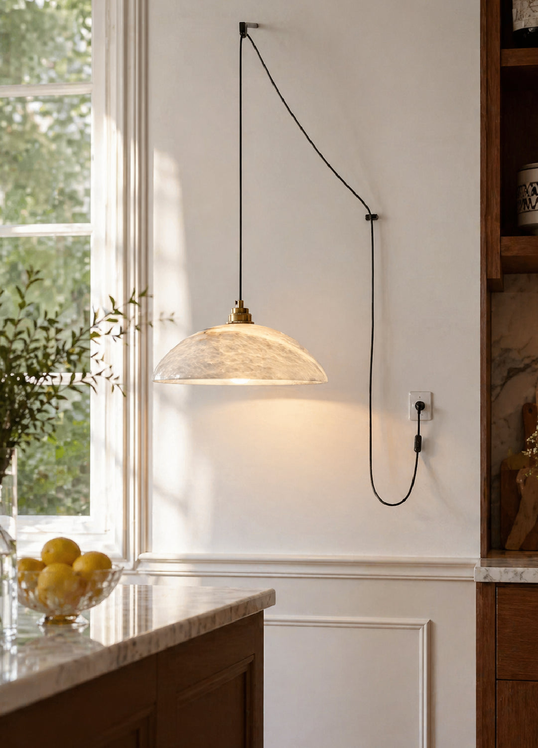 Dome Alabaster Pendant Swag Light 7
