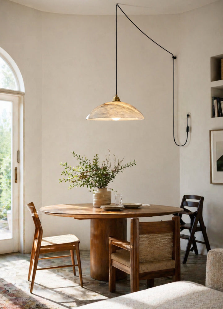 Dome Alabaster Pendant Swag Light 8