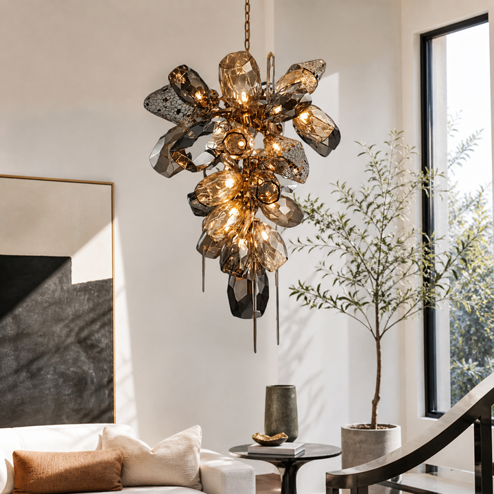 Eldran Smoke Gray Glass Chandelier 11