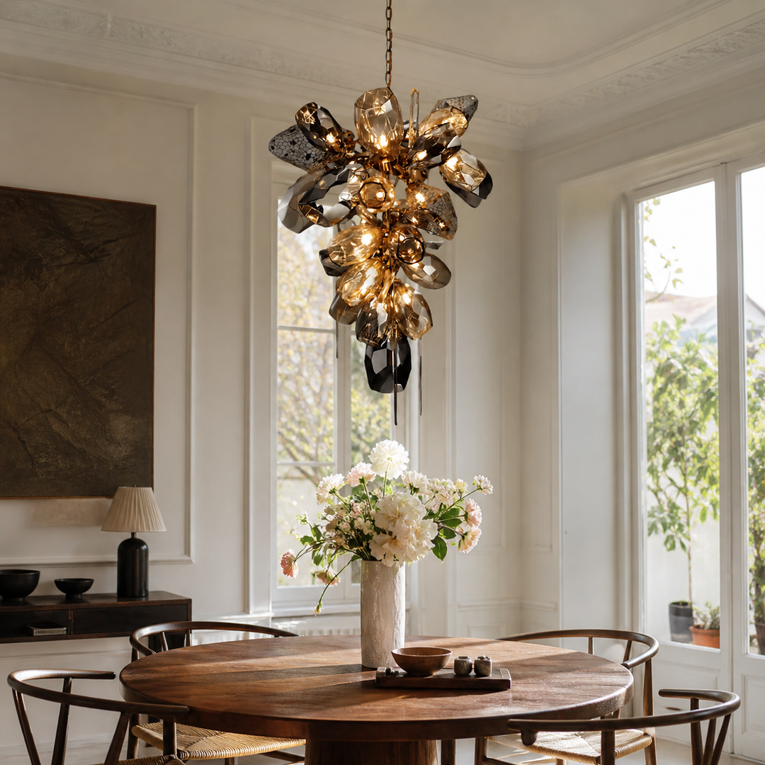 Eldran Smoke Gray Glass Chandelier 12