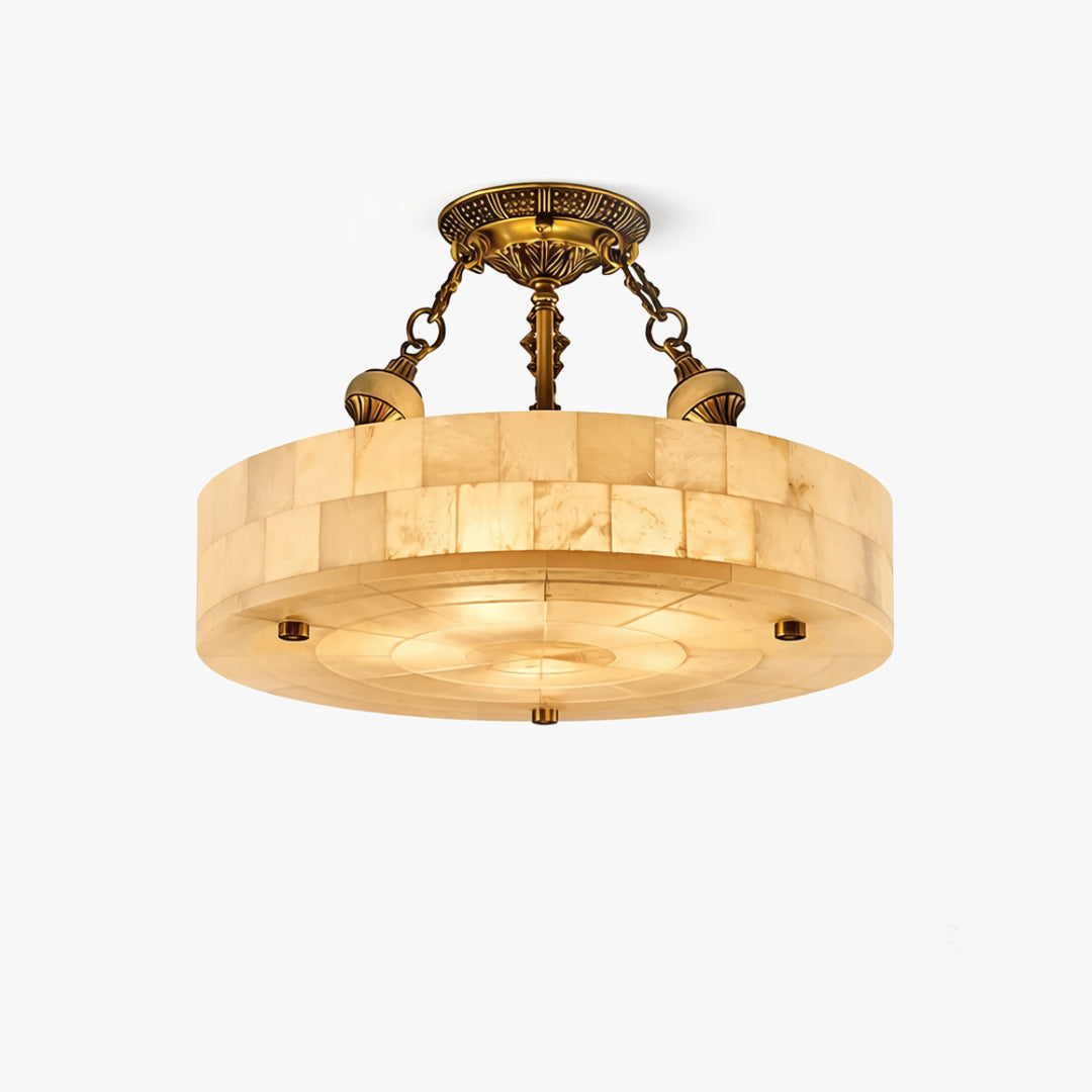 Grid Round Alabaster Ceiling Light 1