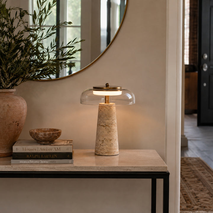 Leravune Travertine Glass Table Lamp 1