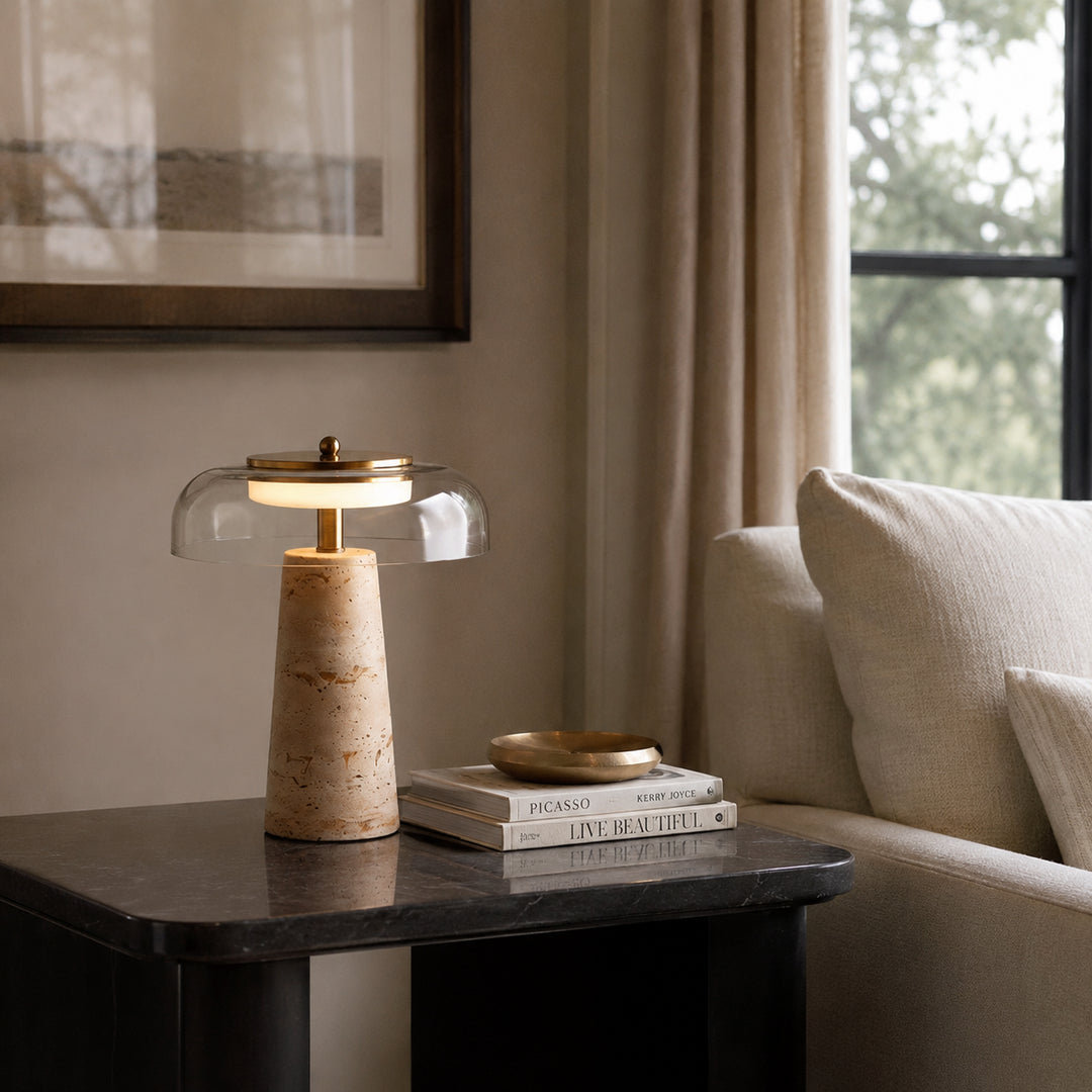 Leravune Travertine Glass Table Lamp 2