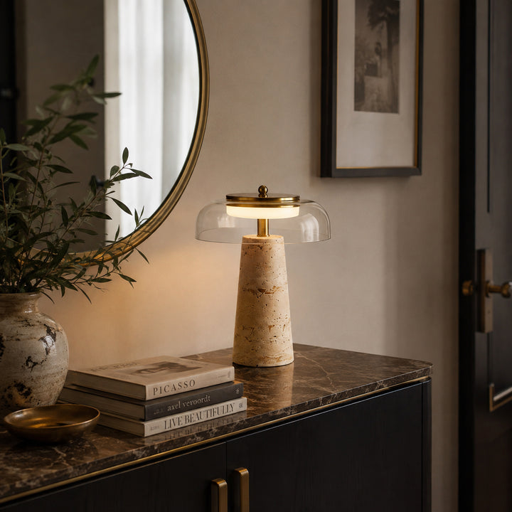 Leravune Travertine Glass Table Lamp 3