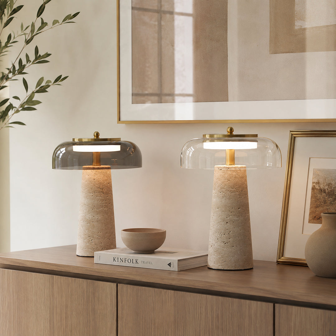 Leravune Travertine Glass Table Lamp 4