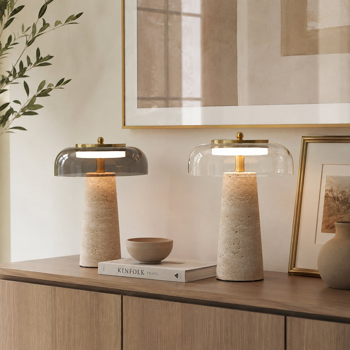 Leravune Travertine Glass Table Lamp 4
