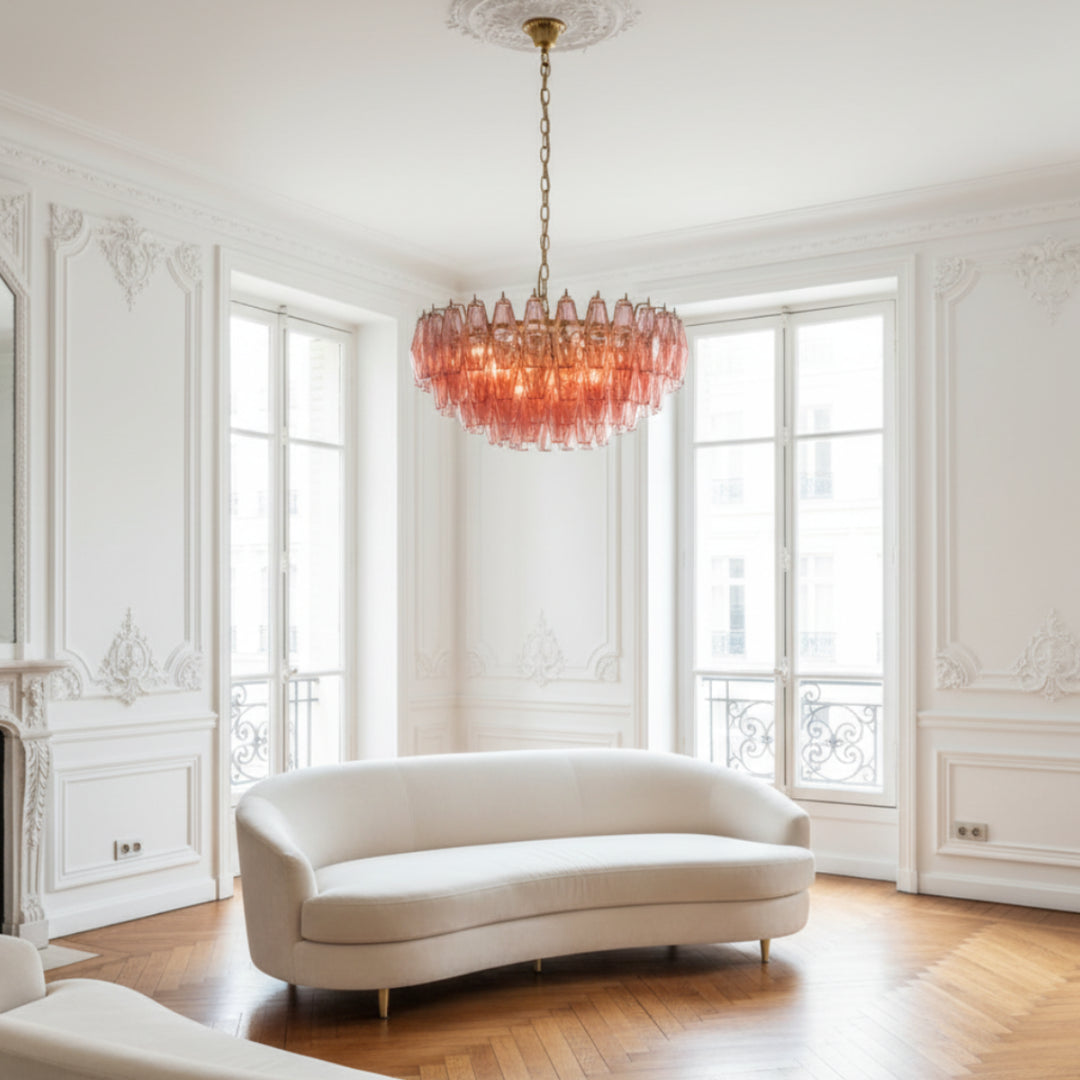 Lilac Pink Murano Glass Chandelier