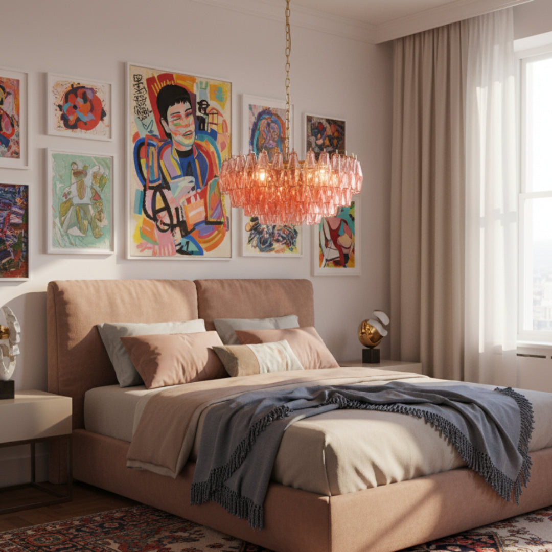 Lilac Pink Murano Glass Chandelier