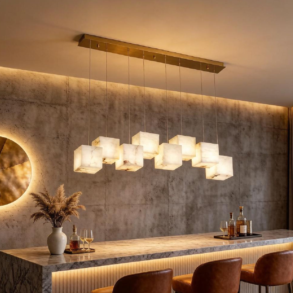 Linear Alabaster Box Chandelier 15