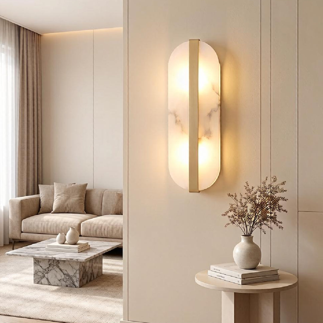 Long Ellipse Alabaster Wall Sconce 11