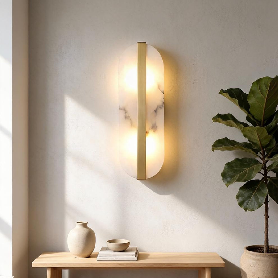 Long Ellipse Alabaster Wall Sconce 12