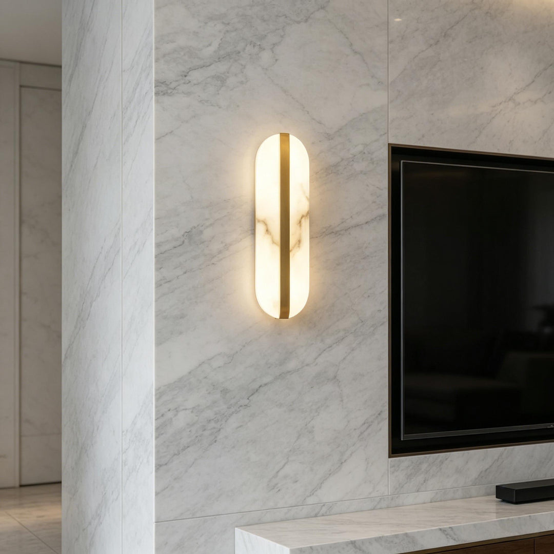 Long Ellipse Alabaster Wall Sconce 8