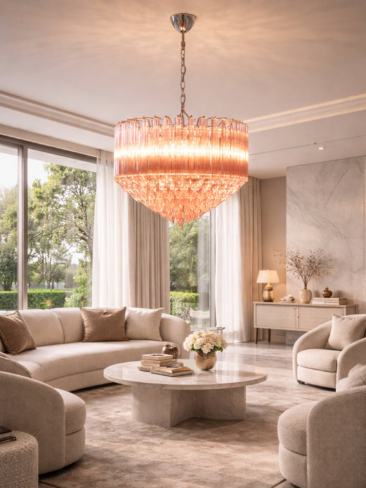 Mora Pink Murano Glass Chandelier 3