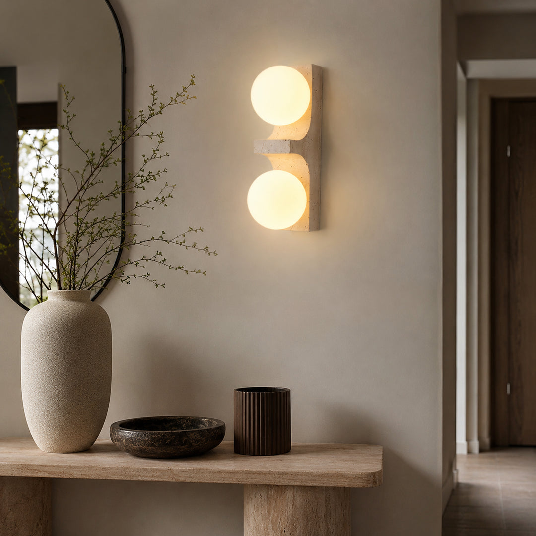 Narevona Travertine Globe Wall Lamp 1