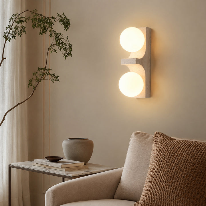 Narevona Travertine Globe Wall Lamp 2