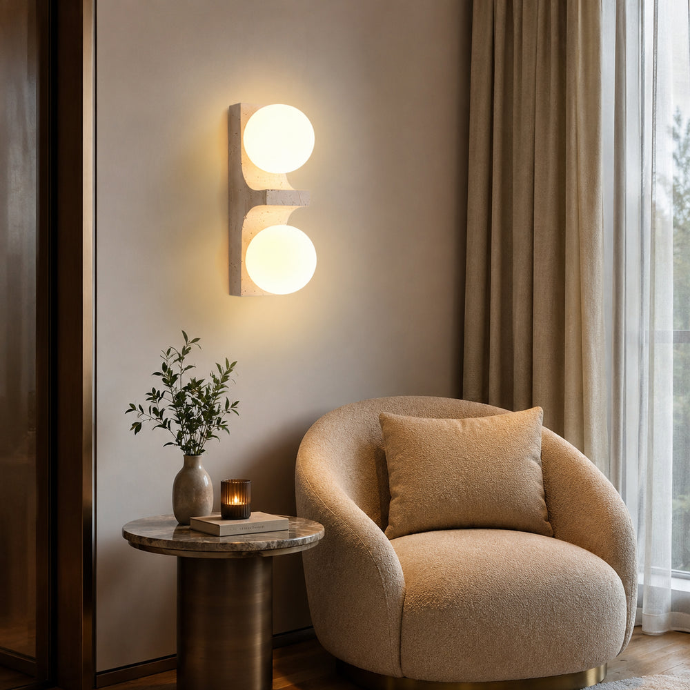 Narevona Travertine Globe Wall Lamp 3