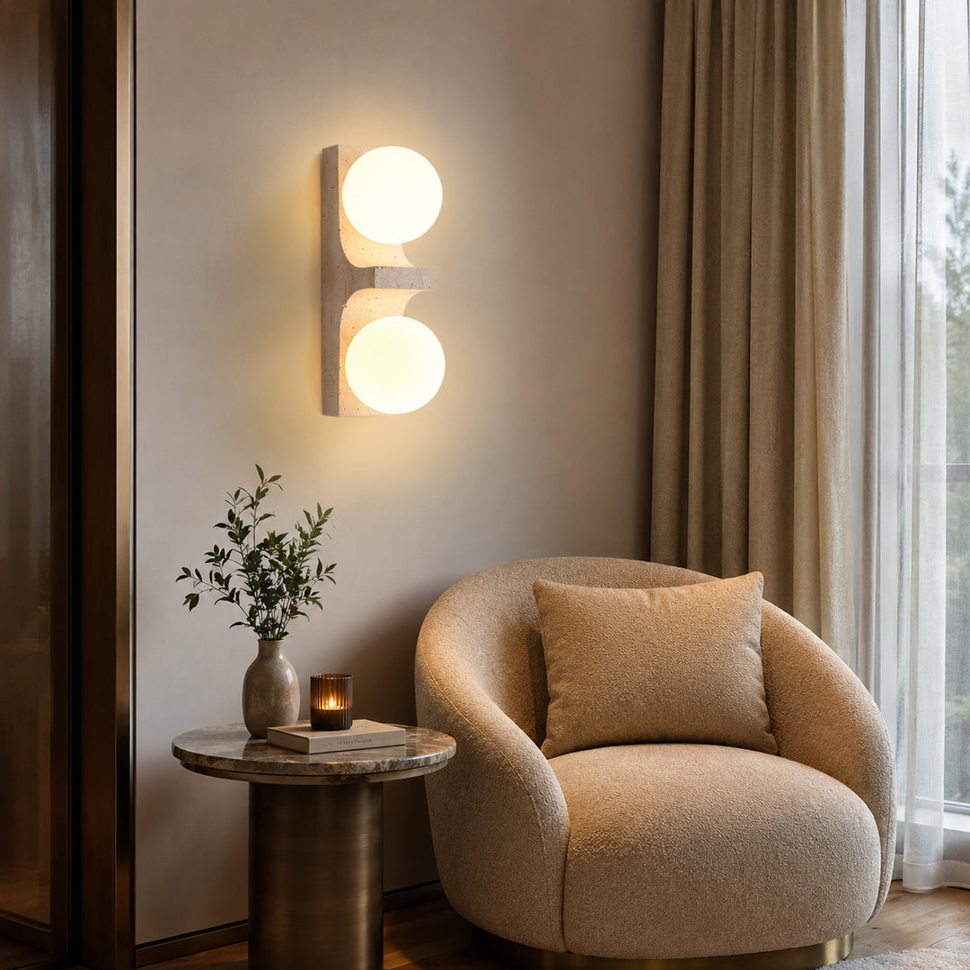 Narevona Travertine Globe Wall Lamp 3
