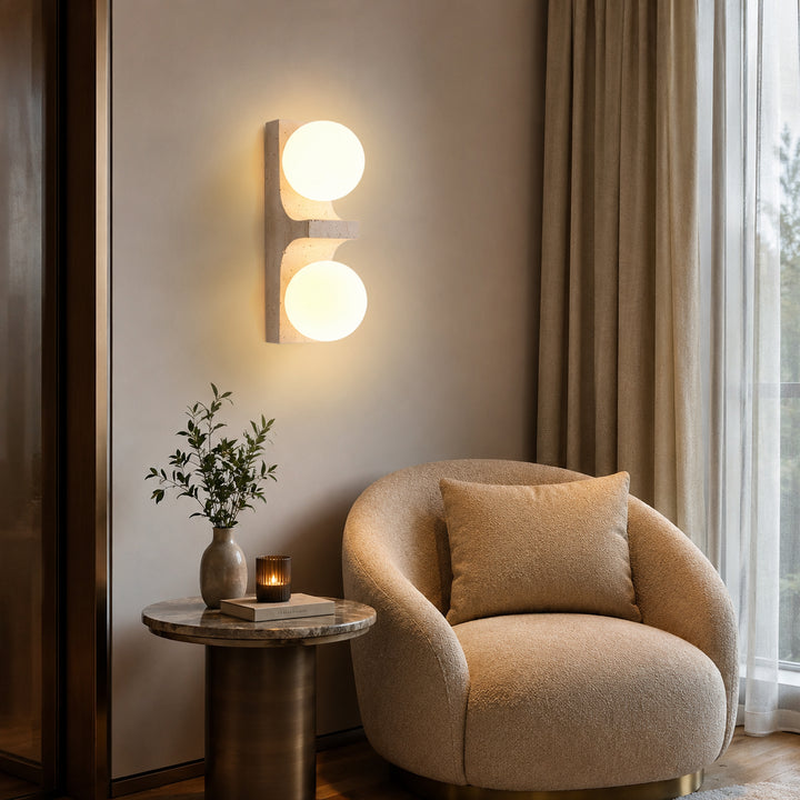 Narevona Travertine Globe Wall Lamp 3