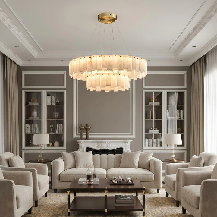 Onyx Ring Double Alabaster Chandelier 2