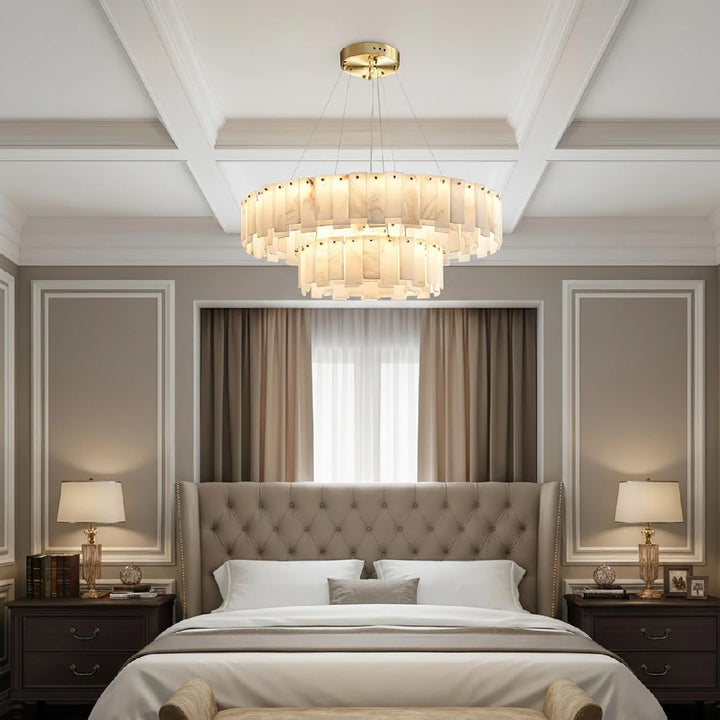 Onyx Ring Double Alabaster Chandelier 4