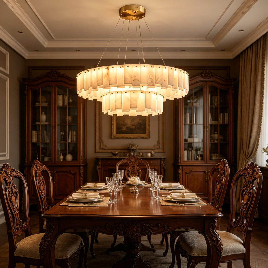 Onyx Ring Double Alabaster Chandelier 6