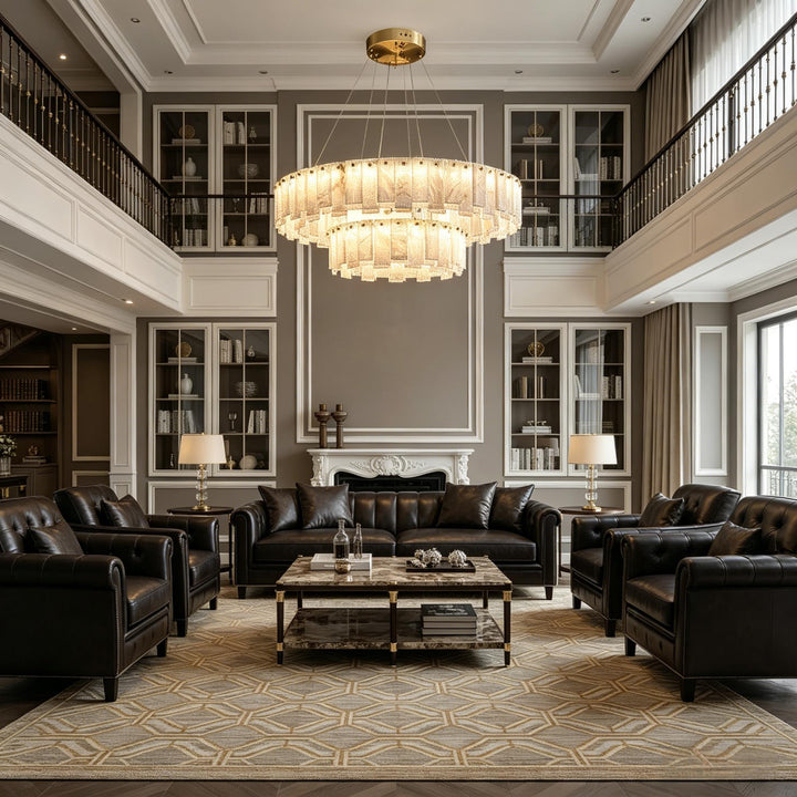 Onyx Ring Double Alabaster Chandelier 7