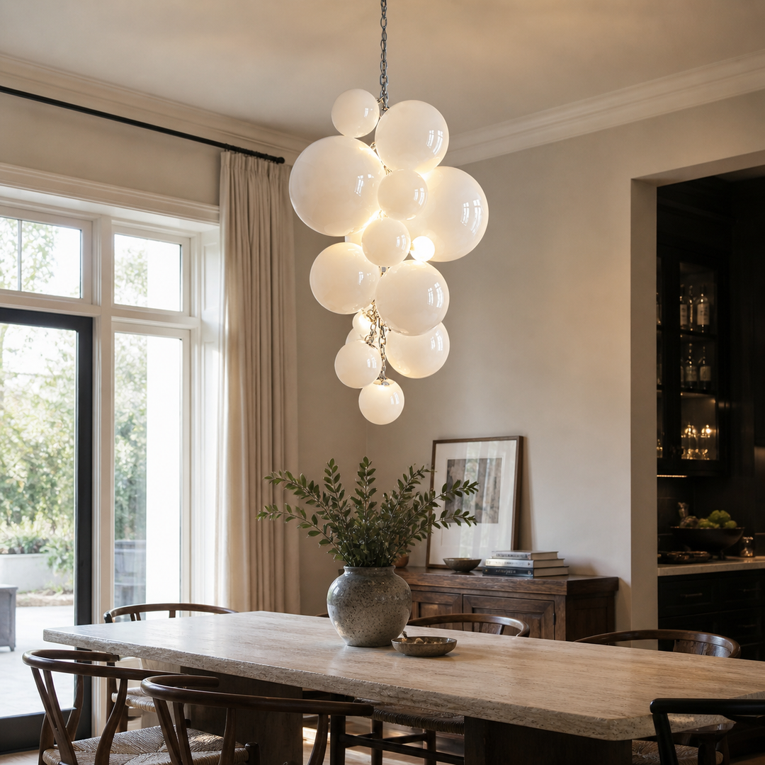 Opaline Murano Glass Chandelier 23