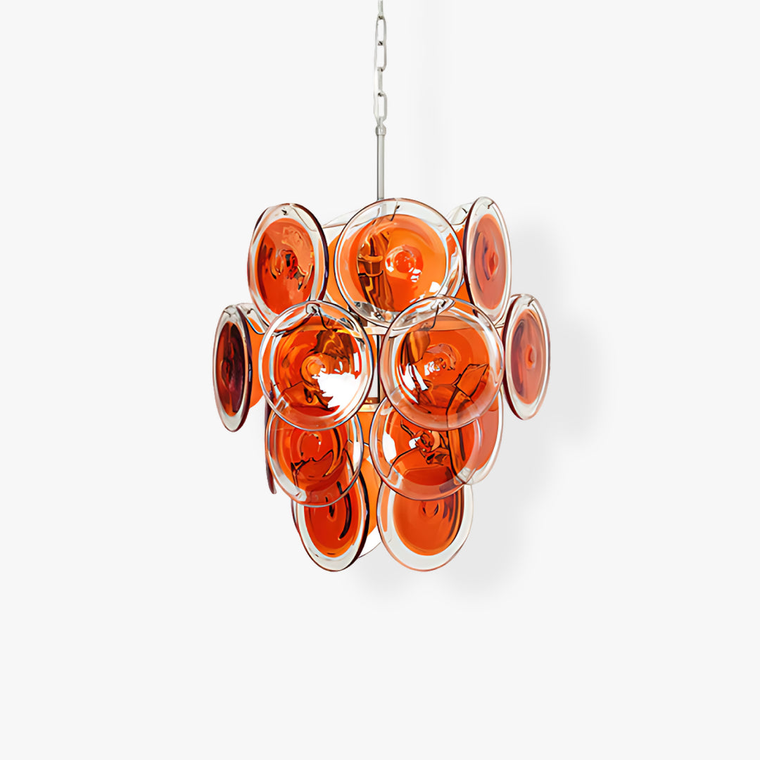 Orange Disk Murano Glass Chandelier 1