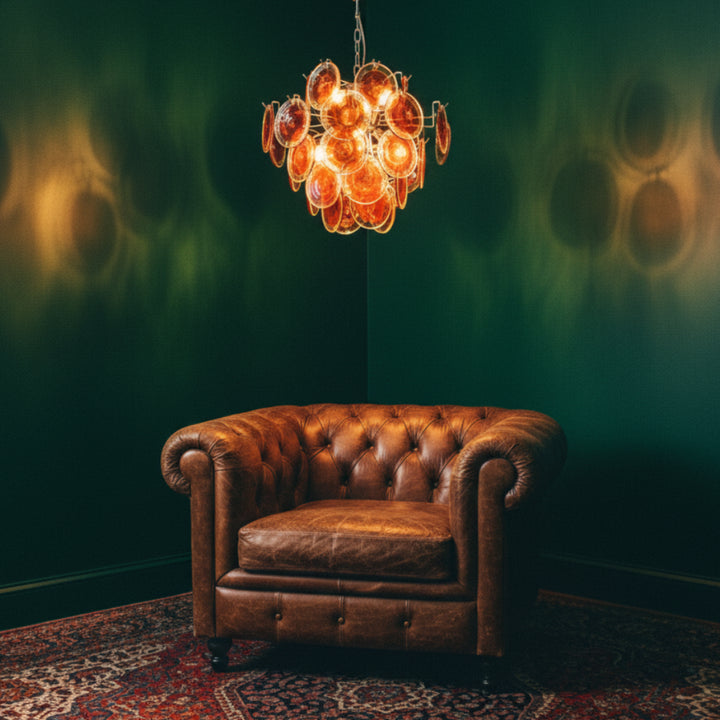 Orange Disk Murano Glass Chandelier 6