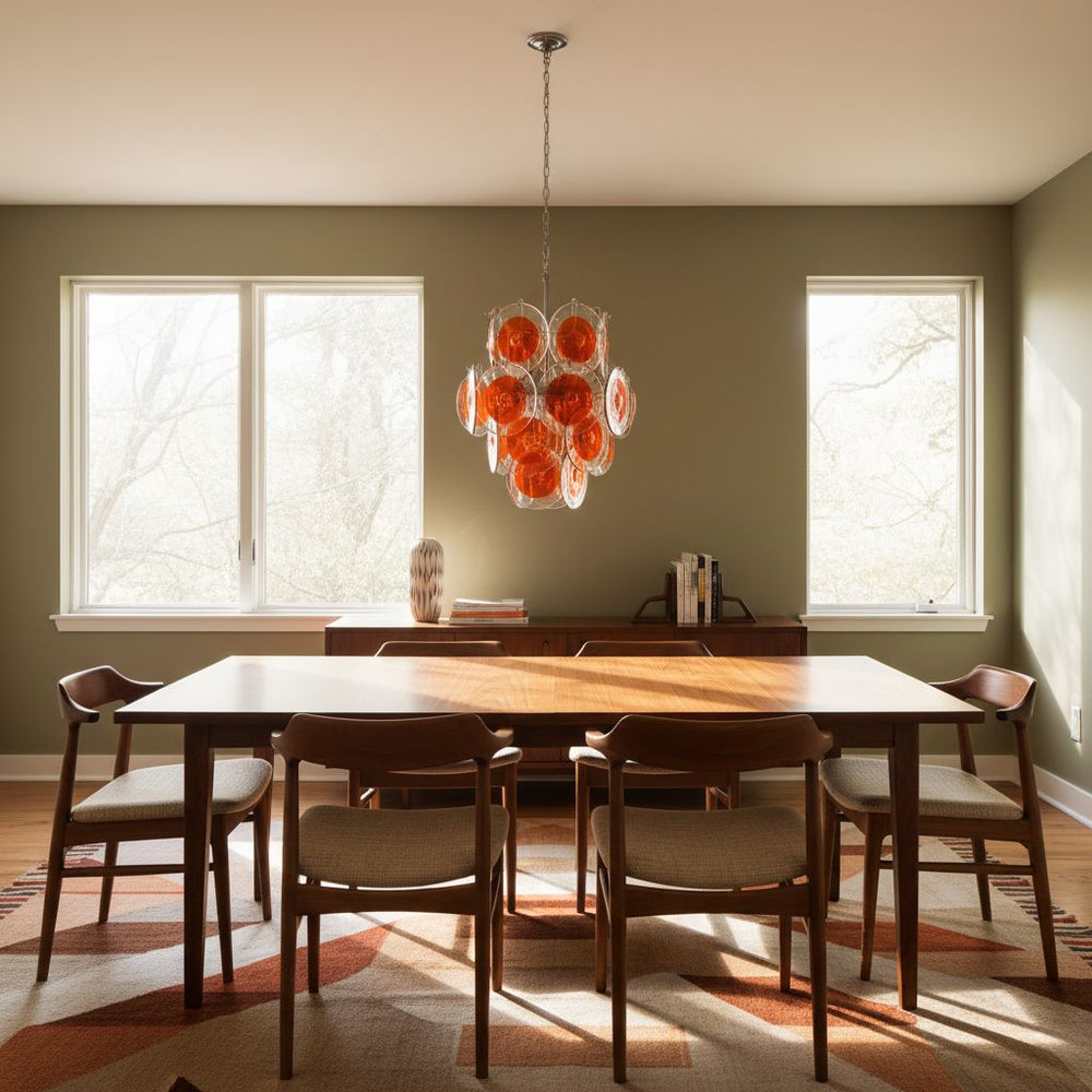 Orange Transparent Murano Glass Chandelier 4