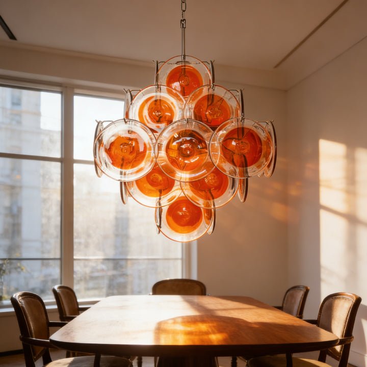 Orange Transparent Murano Glass Chandelier 8