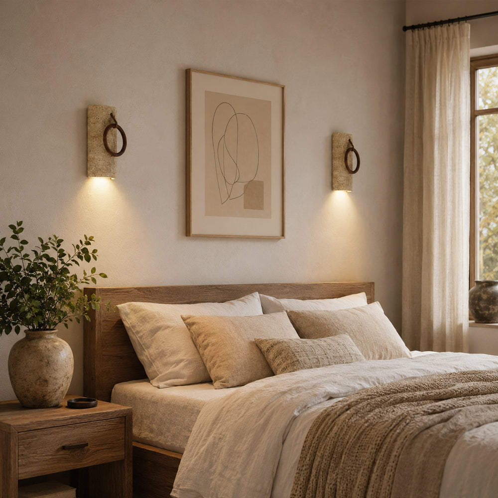 Orlena Travertine Ring Wall Lamp 1