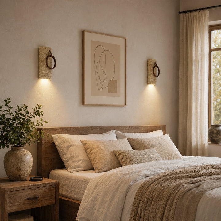 Orlena Travertine Ring Wall Lamp 1