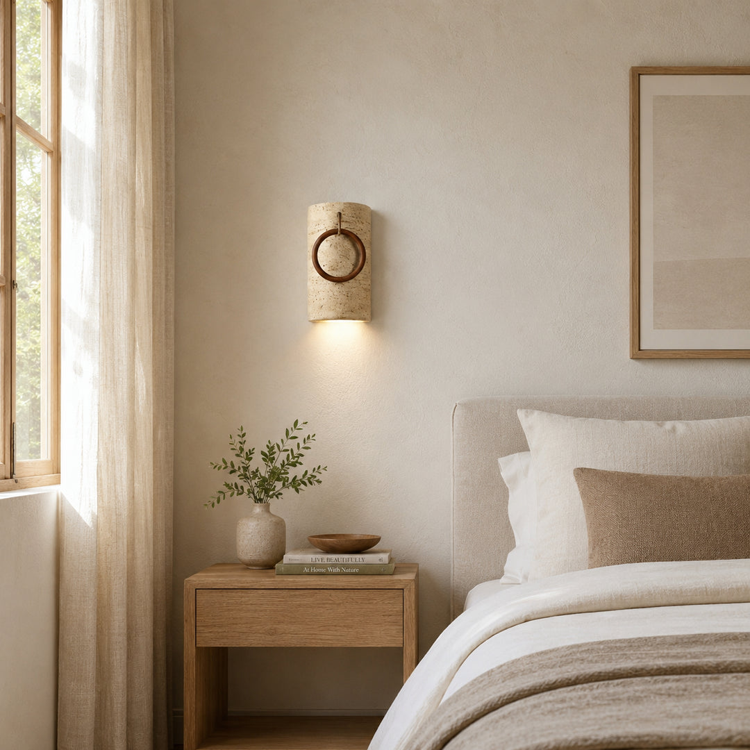 Orlena Travertine Ring Wall Lamp 2