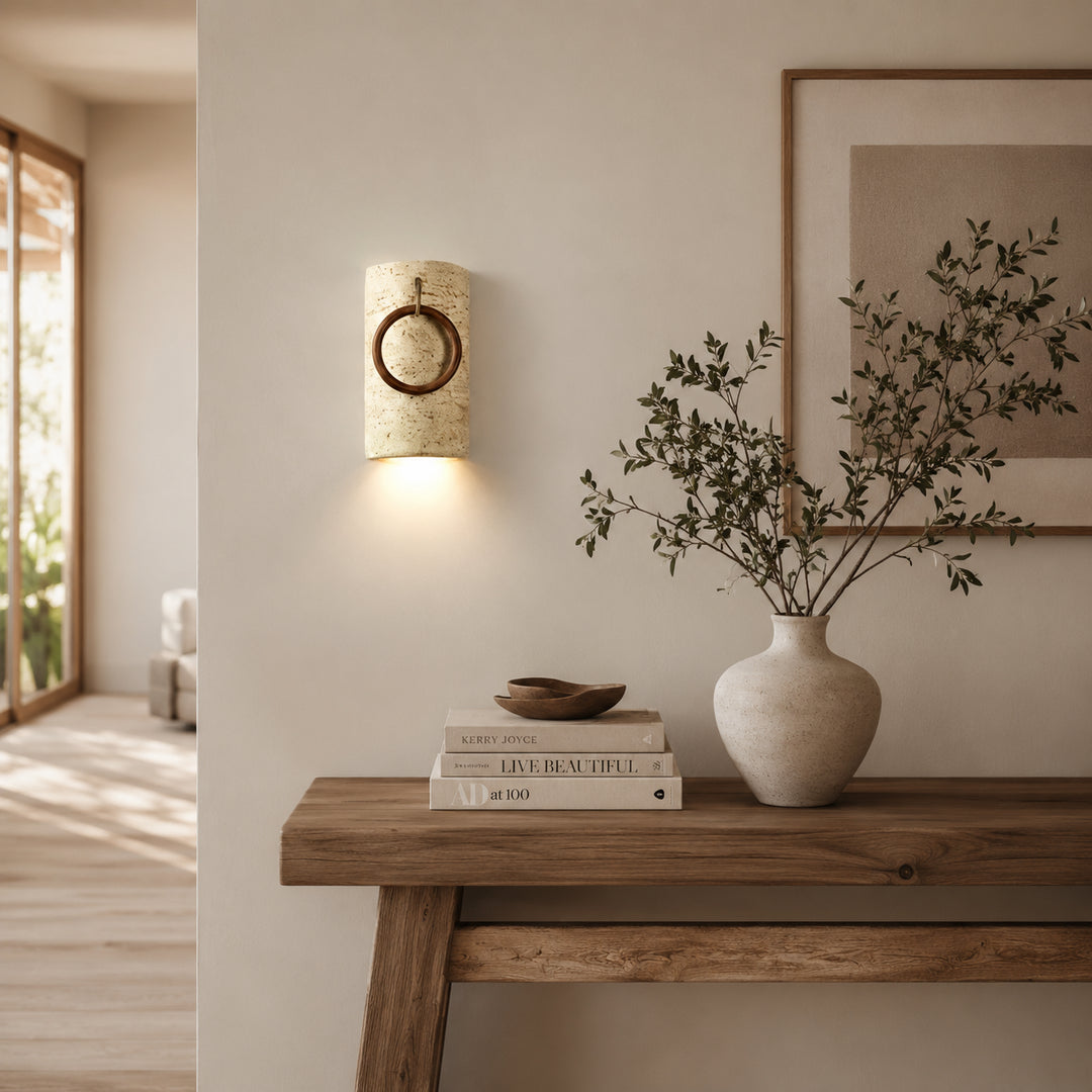 Orlena Travertine Ring Wall Lamp 3