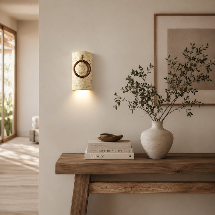 Orlena Travertine Ring Wall Lamp 3