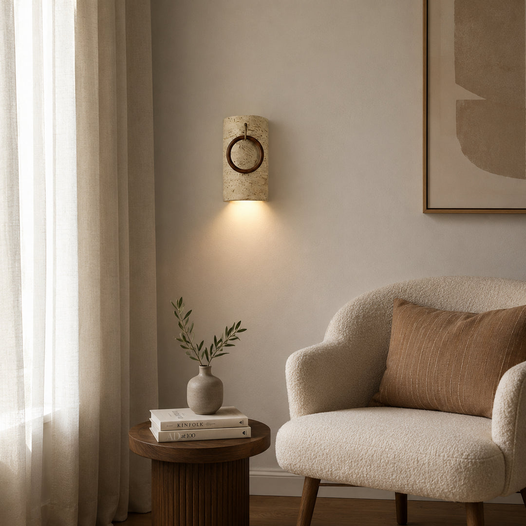 Orlena Travertine Ring Wall Lamp 4
