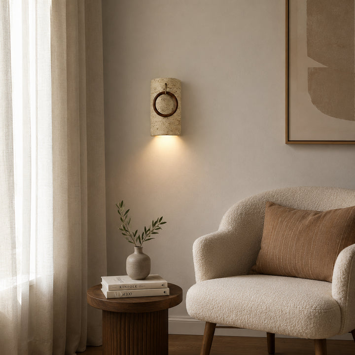 Orlena Travertine Ring Wall Lamp 4