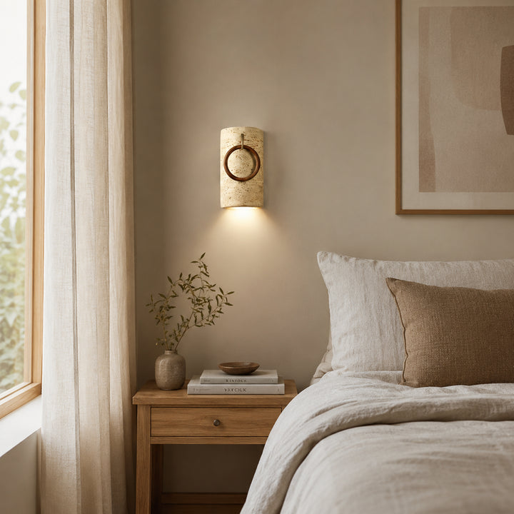 Orlena Travertine Ring Wall Lamp 5