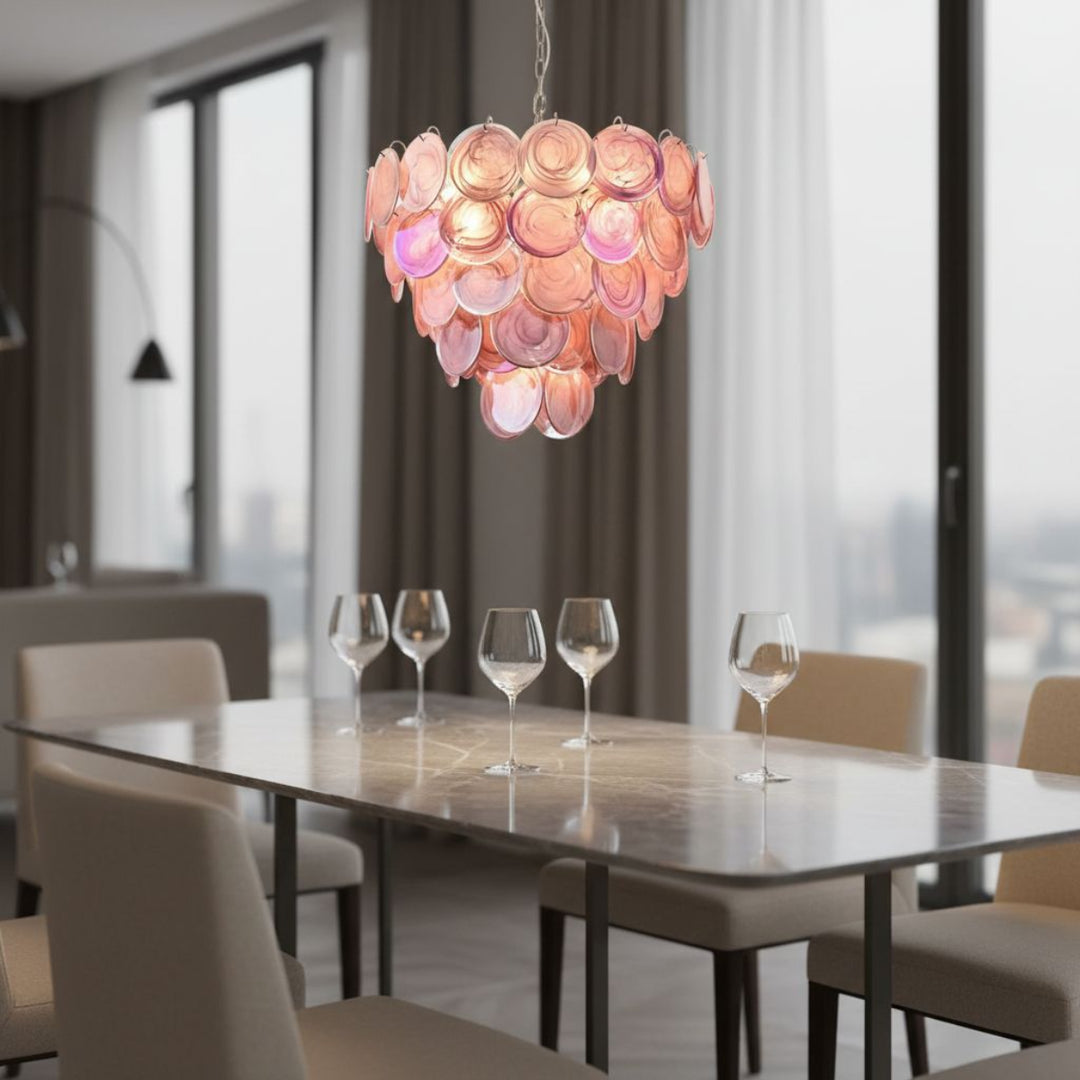 Orlina Pink Murano Glass Chandelier 2